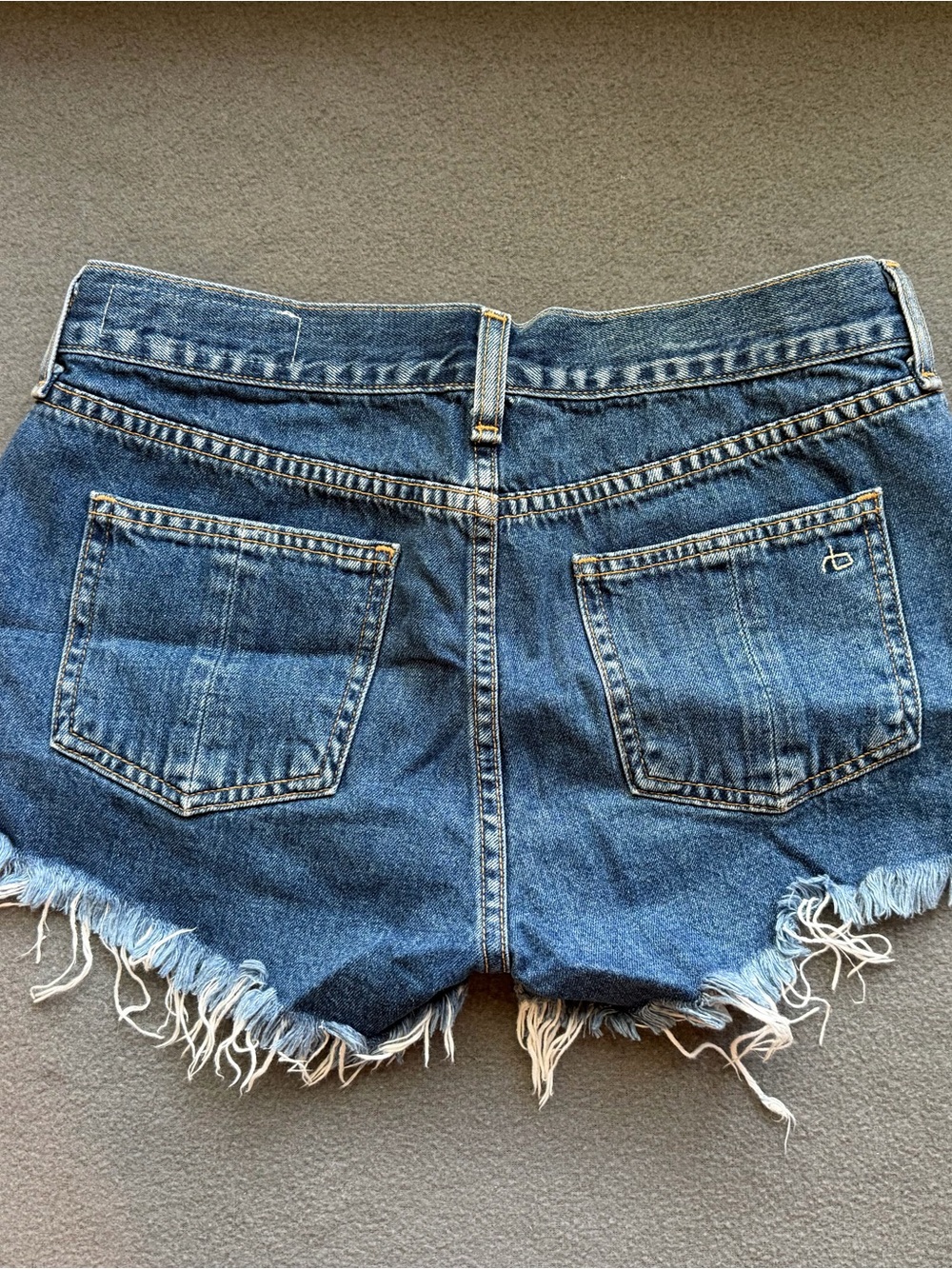 rag & bone Dark Indigo Frayed Hem Denim Shorts - Picture 5 of 5